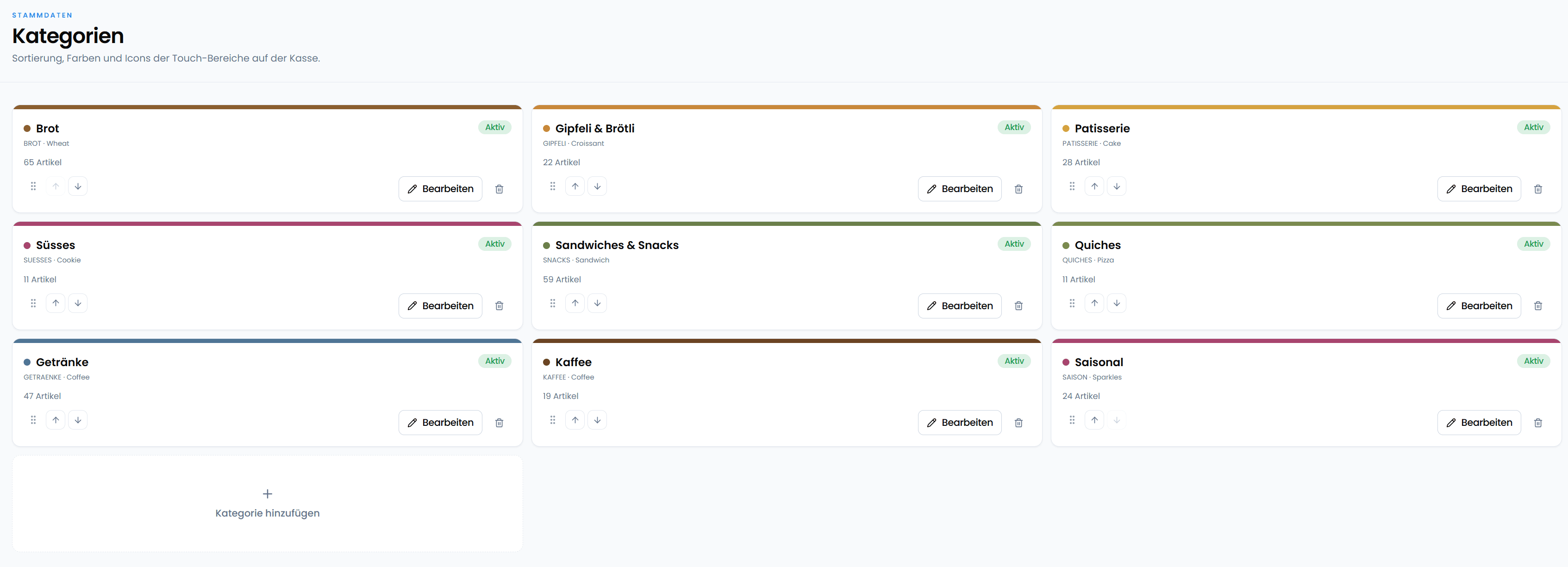 EdelPOS Backoffice: Kategorien anlegen und per Drag-and-Drop sortieren